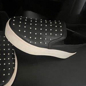 Platform beaded slip on sneakers